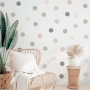Ensemble de 6 feuilles de stickers muraux à pois ondulés couleur Morandi, décoration intérieure pour chambre à coucher, salon, stickers à pois de toile