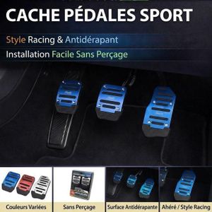 Cache Pédales Sport Voiture Manuelle Universel – Couvre Pédales Antidérapantes en Aluminium – Style Racing Couleurs variées selon stock– Installation Facile Sans Perçage