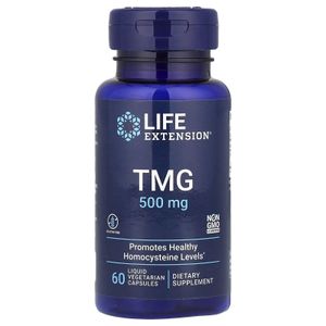 Life Extension TMG (Triméthylglycine / Bétaïne) 500 mg – 60 Capsules Végétariennes Liquides – Formule “Methylation” –