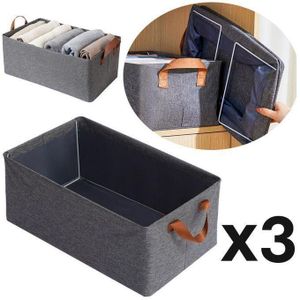 Lot de 3 Boîtes de Rangement Pliables– Organisateur Sous-Lit et Placard en Tissu Renforcé avec Poignées