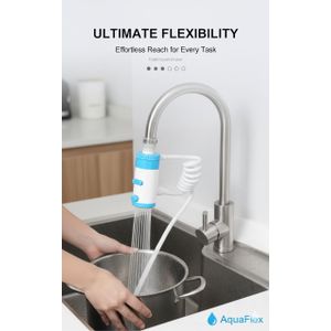وصلة صنبور متعددة الوظائف 4 في 1 مع فوهة رغوية مضغوطة – مقاوم للبقع، توجيه 360°، امتداد مرن لحوض المطبخ وحوض الحمام