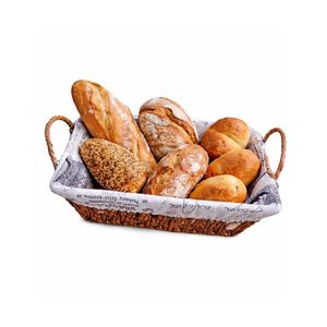 Panier à Pain Rectangulaire en Osier Naturel avec Doublure Tissu Imprimé – Corbeille de Table avec Poignées
