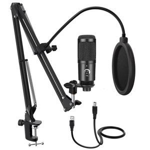 Kit de Microphone de bureau USB professionnel micro à condensateur filaire Home Studio avec support de bras pliant pour enregistrer le chant