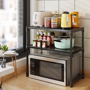 Support de rangement cuisine, étagère micro-ondes, organisateur de comptoir, porte-électroménager, rack multifonction, rangement épices et gain de place