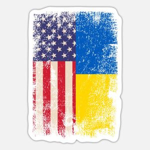 Ukrainian American Flag Ukraine USA Roots 5 ملصقات ديكور