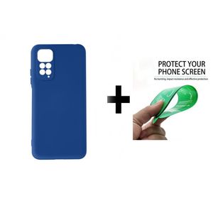 Case Pack : pochette Redmi Note 11 4G souple silicone Bleu + ciramik