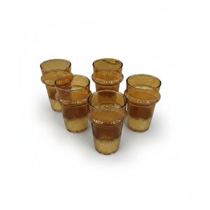 Lot de 6 Verres à Thé Traditionnels en Verre Ambré