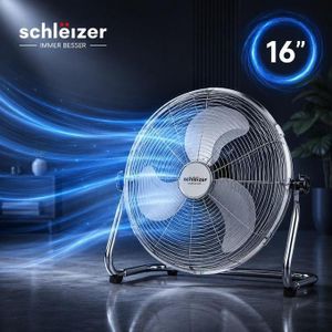 schlëizer Ventilateur de sol métallique 16" avec socle 3 vitesses pour usage domestique et professionnel