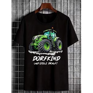 T-shirt LocalBlack avec tracteur vert et texte Dorfkind pour les passionnés d'agriculture et de mode de vie rural