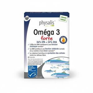 physalis Oméga 3 Forte, Hautement Concentré EPA & DHA, Soutien Cérébral, Visuel & Cardiaque, 60 Capsules