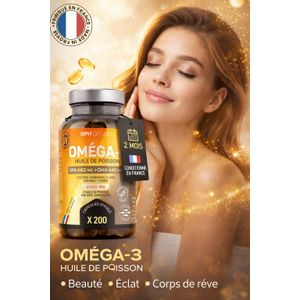 gph diffusion Oméga 3 2000 mg  200 gélules EPA : 660mg / DHA : 440mg Huile de piosson Fabriqué en France