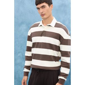 Defacto Sweatshirt boxy rayé à col polo