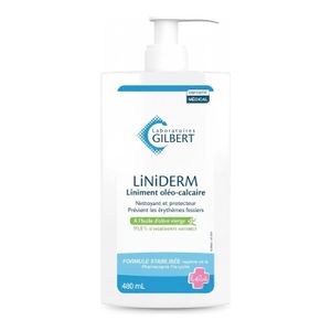 Gilbert Liniment Oléo-Calcaire - Nettoyant et Protecteur Bébé - Prévient les Érythèmes Fessiers - À l'Huile d'Olive Vierge - 480 ml