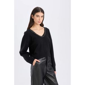 Defacto بلوفر تريكو اوفر سايز برقبة V