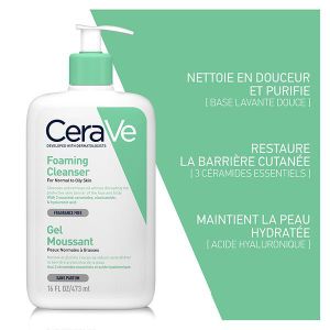 Cerave Gel Moussant Nettoyant Peau Normale à Grasse 473ml
