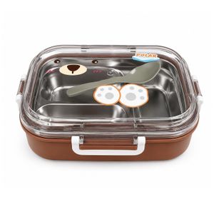 Boîte à Lunch Enfant 3 Compartiments en Inox avec Cuillère – Lunch Box Hermétique