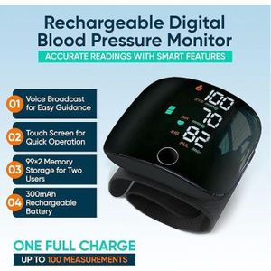 جهاز ضغط الدم الرقمي للمعصم - جهاز مراقبة الضغط - مقياس ضغط الدم مع معدل ضربات القلب