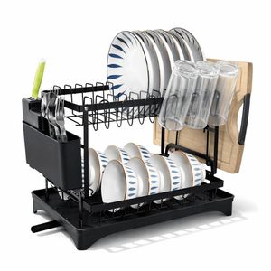 Égouttoir à Vaisselle en Acier Inoxydable WL-ZD06 – Support Assiettes & Verres avec Bac d'Égouttage Plastique – Haute Qualité