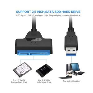 Adaptateur USB 2.0/3.0 vers 2.5 Sata-III Disque Dur-SSD-