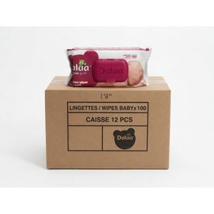 Dalaa Carton de 12 boîte de lingettes soin bébé -100 unités 