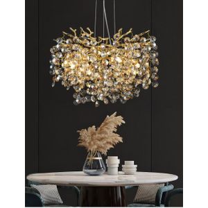 Golden Eyes lustre branche aluminium cristal champagne, diamètre 60 CM, 10 lampe, E14