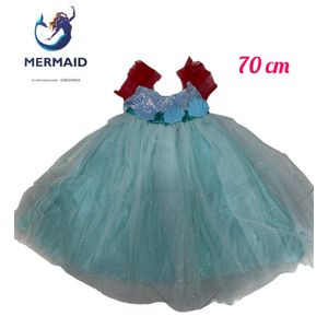 Robe Déguisement Sirène Fille – Costume Mermaid Élégant avec Jupe Tulle et Paillettes - 70 cm