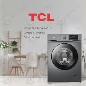 TCL Machine à laver Front Load 8kg, Moteur Inverter, 16 Programmes, P608FLG