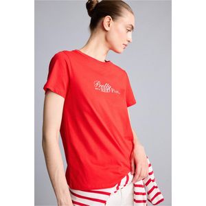 Defacto Regular Fit Crew Neck Printed Cotton Red T-Shirt