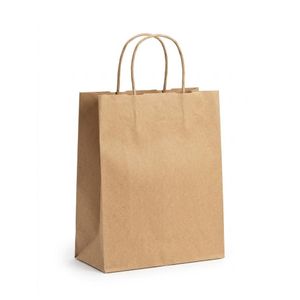 50 Sacs Cabas en Papier Kraft Brun avec Poignées Torsadées Emballage Cadeau et Transport Robuste pour Magasins, Boutiques et Restauration