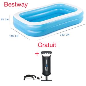 Bestway Piscine Gonflable Familiale 262 × 175 × 51 cm avec Pompe Offerte