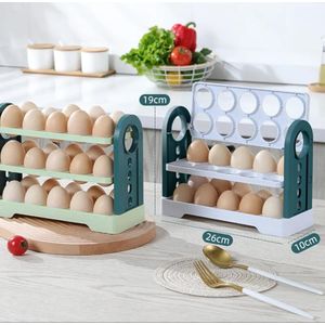 Porte-œufs pour réfrigérateur à 3 niveaux avec système basculant – Boîte de rangement cuisine pour 30 œufs