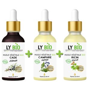 LY BIO PACK HUILE CADE 50ML - PIPETTE + HUILE CAMPHREE 50ML - PIPETTE + HUILE RICIN 50ml - PIPETTE