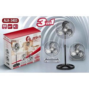 Alaska Ventilateur 3 en 1 au 3 positions sur Pied & Multi Fixation & Posable ou Mural