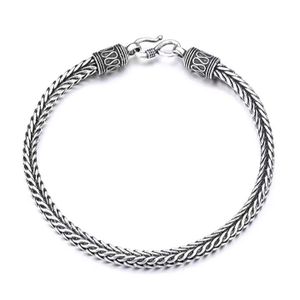 Bracelets corde en argent sterling 925, Chaîne latérale à main vintage pour homme et femme 