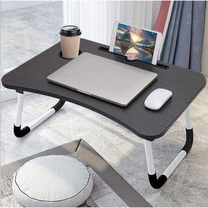 Table pliable pour PC portable, avec support pour tablette et porte-gobelet, ergonomique et bureau de lit pratique