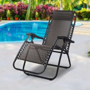 Chaise Longue Pliante Inclinable avec Repose-Jambes