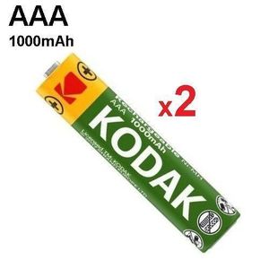 Kodak 2 Piles rechargeables  AAA 1000 mAh, prêtes à l'emploi