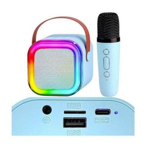 Haut-parleur Bluetooth karaoké avec microphone pour enfants, prend en charge plusieurs modes d'entrée, 2 haut-parleurs, 5W, lumière RVB