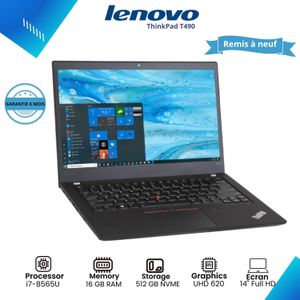 Lenovo Pc Portable ThinkPad T490 i7-8565U 8éme Génération 16GB Ram 512GB SSD ECRAN 14" QWERTY - REMIS A NEUF