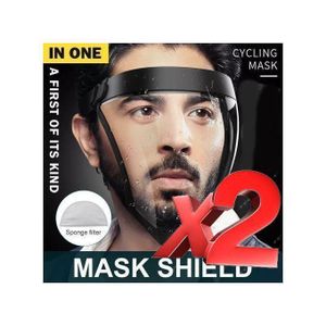 مجموعة من 2 قناع درع حماية شفاف، قناع وجه كامل (قطعتين)