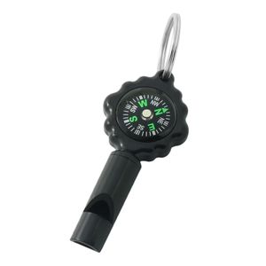 Mini Boussole de Randonnée avec Sifflet et Anneau Métallique – Accessoire Outdoor Compact
