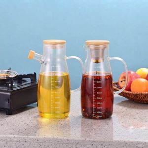 Set de 2 Huiliers en Verre 1L avec Bec Verseur et Échelle Graduée