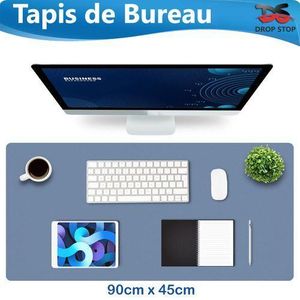 Drop Stop Tapis de Portable, Sous Main Bureau pour Bureau et Maison, Cuir PU (Bleu du lac)