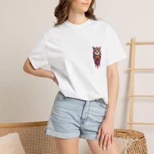 CAPRI T-shirt Design URBAN STYLE  HIBOU & Unisexe en 100% coton BLANC MODEL2