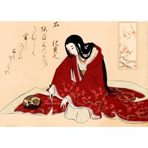 Ukiyo e cutting kimono  Poster Chambre Haute Qualité