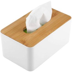 Boîte distributrice de mouchoirs avec couvercle amovible en bambou/bois, boîte à mouchoirs en plastique, organisateur de rangement