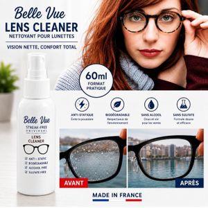 Spray Nettoyant pour Lunettes Belle Vue 60 ml – Sans Traces – Pour Lunettes, Caméras, Jumelles et  téléphone – Made in France