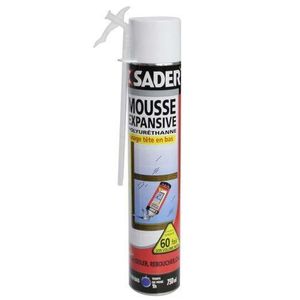 Sader Mousse Polyurethanne pour fixer,calfleutrer,caler,chassis, portes,fenetres 750ML