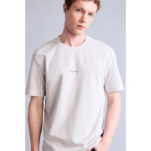 Defacto تي شيرت بأكمام قصيرة رجالي قصة عادية رمادي فاتح