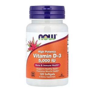 Now Vitamine D3, Haute efficacité, 125 µg (5000 UI), 120 capsules à enveloppe molle